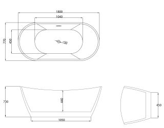 Акриловая ванна Grossman Galaxy GR-2103M 180x77см белый матовый